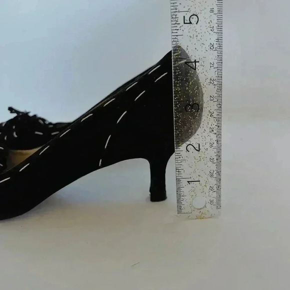 y2k Vintage Ramon Tenza Brown Suede Cream Pointed Toe Heels Flower Size 8.5 - Picture 12 of 15